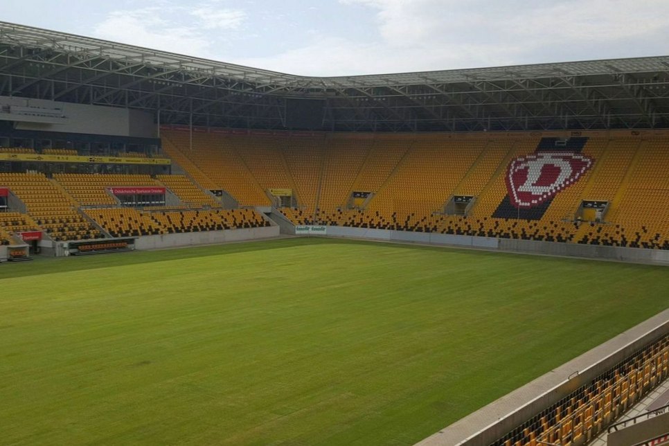 DDV-Stadion mit neu verlegtem Rasen – Juli 2015 (Foto: PR/Archiv)