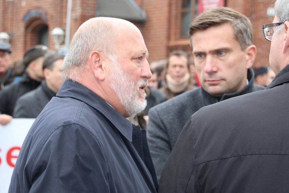 Der Görlitzer Oberbürgermeister Siegfried Deinege (links) im Gespräch mit Sachsens stellvertretendem Ministerpräsidenten Martin Dulig. Foto: Keil