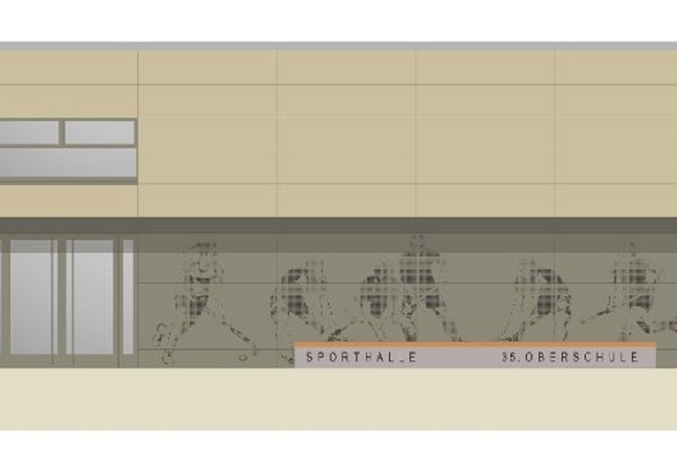 Visualisierung der neuen Sporthalle mit Floorball-Motiv. Grafik: ada architekten GmbH Dresden