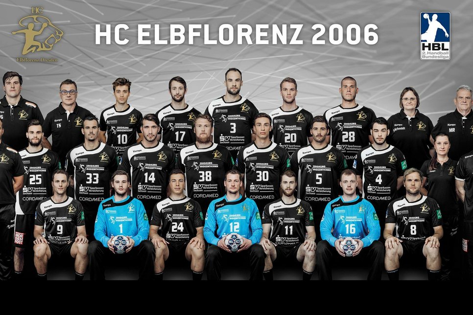 Team der 1. Männermannschaft, die seit 2017 in der 2. Handball-Bundesliga spielt. Foto: HC Elbflorenz