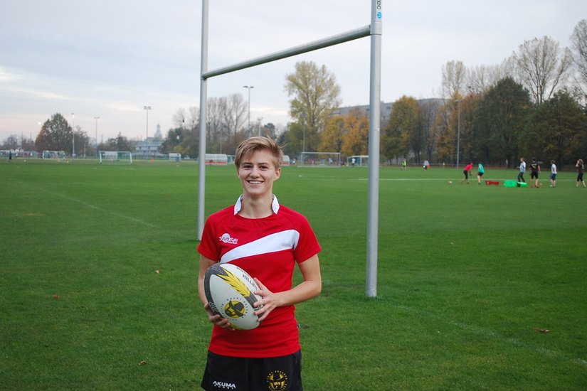 Sophie Dani vom Frauenteam des Rugbyclubs Dresden freut sich auf das Turnier.                               Foto: Claudia Trache