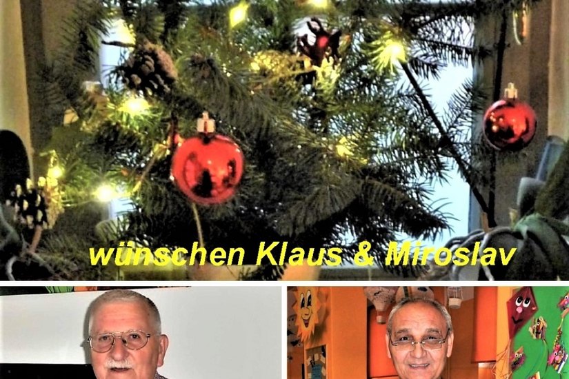 Die beiden Organisatoren der vielen Projekte Klaus Fiedler und Miroslav Grajcar wünschen ein frohes Weihnachtsfest.  Foto: privat