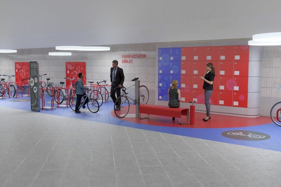 Die Fahrradstation soll ab dem Spätsommer nutzbar sein. Visualisierung:  STUDIO HARTENSTEINER GmbH, 2018