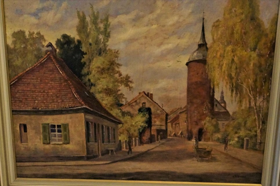 Gemälde: Roter Turm in Luckau, um 1935.