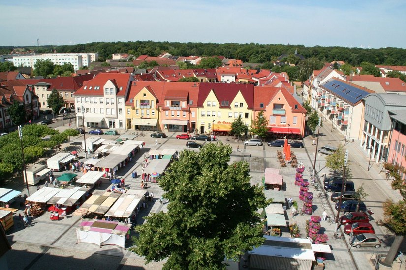 Der Marktplatz von Lübben aus der Vogelperspektive. Foto: Archiv/sts