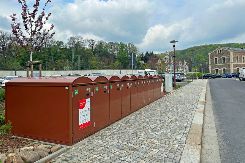 Die Fahrradboxen am S-Bahnhof Potschappel.