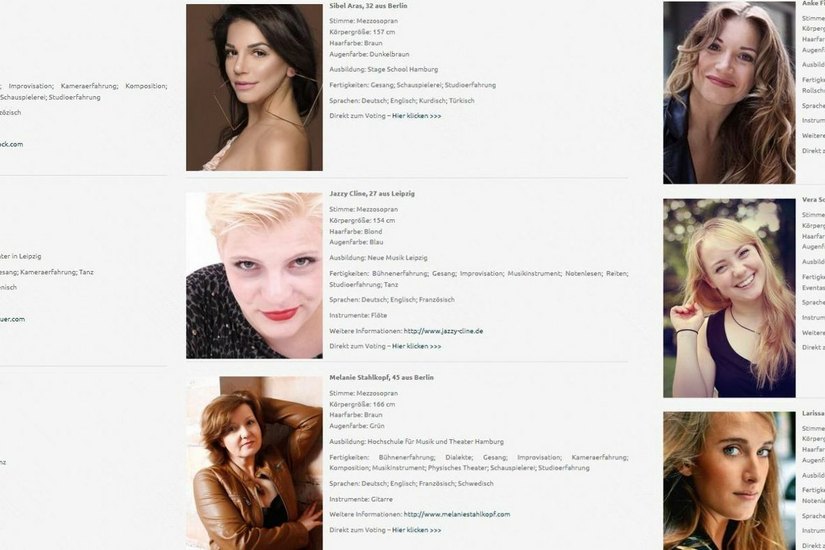 Die neun Kandidatinnen für den Weihnachtsengel. Screenshot: www.dresdner-weihnachts-circus.de