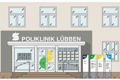 So sieht der geplante, zukünftige Eingangsbereich der Poliklinik Lübben aus.