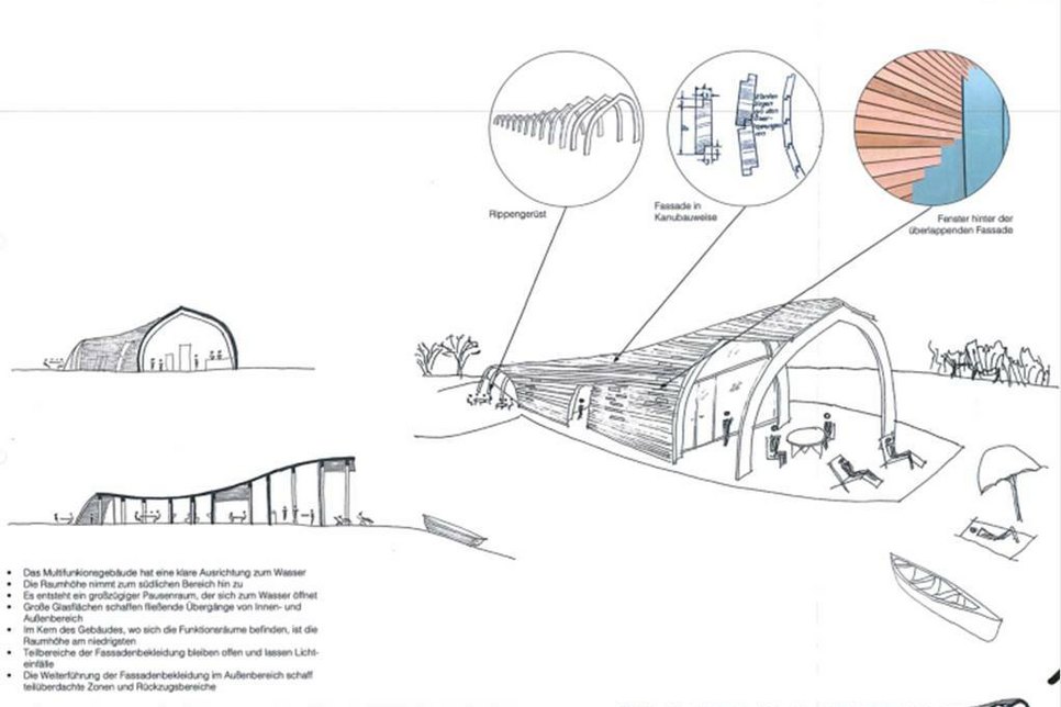Skizze des Multifunktionsgebäudes in Sedlitz. Quelle: Zweckverband Lausitzer Seenland Brandenburg