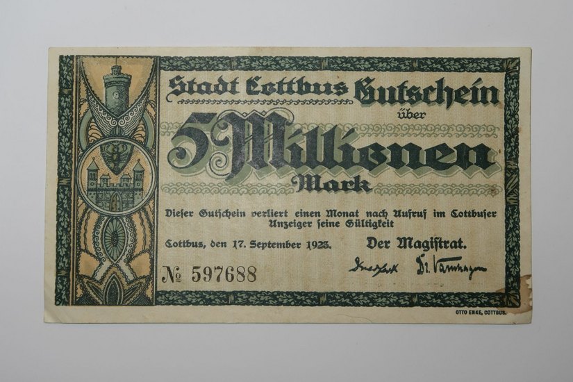 Cottbuser Notgeld aus dem Jahr 1923, Städtische Sammlungen Cottbus