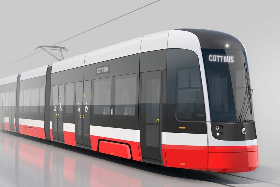 So könnten nach einer vorläufigen Designstudie die neuen Straßenbahnen der Cottbusverkehr GmbH in Cottbus aussehen. Quelle: SKODA Transportation Group