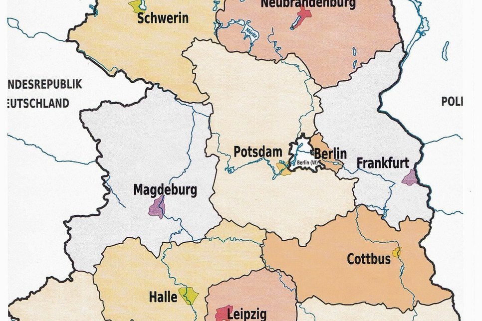 Verwaltungsreform 1952: 14 Bezirke plus Hauptstadt Ostberlin