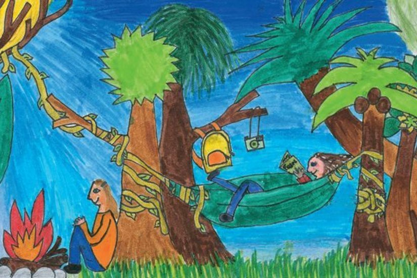 Das Motiv für den aktuellen Ferienpass malte Magda Anz (10), sie nannte es »Abenteuer im Dschungel«.