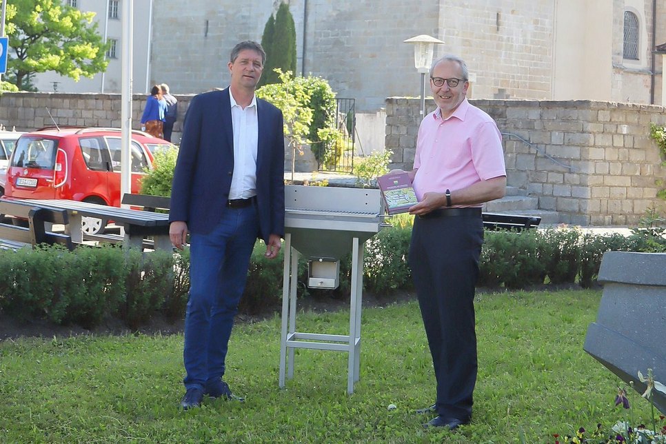Die Bürgermeister Dirk Zschoke und Albin Dietrich beim Partnerschaftsbesuch.