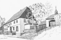 Langenwolsmdorf – Federzeichnung von Gudrun Stark (Repro)