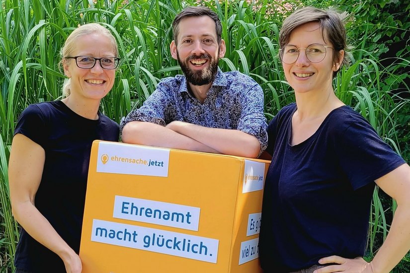 Das Koordinatoren-Team von »ehrensache.jetzt«: Henriette Stapf, Alexander Weiß und Anne-Kathrin Gericke (v.l.n.r.).