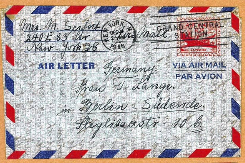 Mit der Luftbrücke beförderter Brief von New York nach West-Berlin. Motiv: Sammlung Udo Bauer
