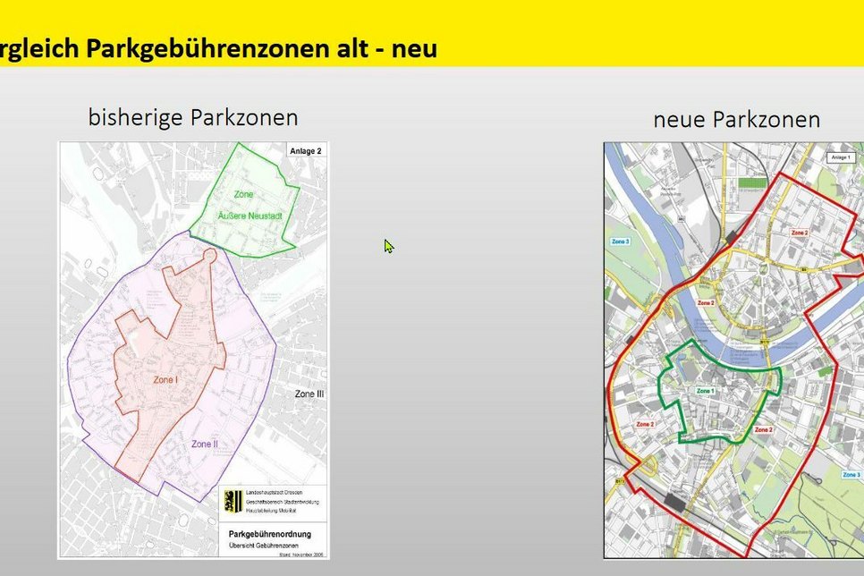 Neue Parkzonen  Bildnachweis (3): Sreenshot PowerPoint Stadtverwaltung