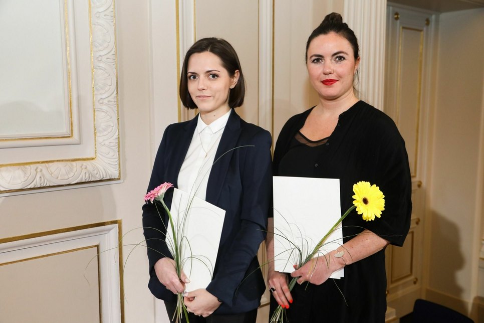 Die mit dem 1. Diesing-Preis ausgezeichneten Architekturstudentinnen der BTU Aleksandra Czaj (li.) und Kinga Krawczyk. Foto: Sebastian Semmler/AIV Berlin