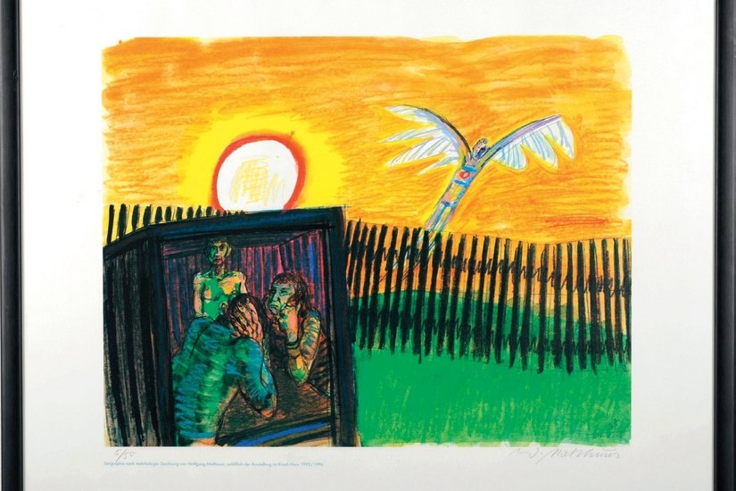 Wolfgang Matheuers  "Der Nachbar will fliegen. 1095" wird versteigert - neben vielen anderen Werken bekannter Künstler. Foto/Repro/ Quelle: Auktionshaus