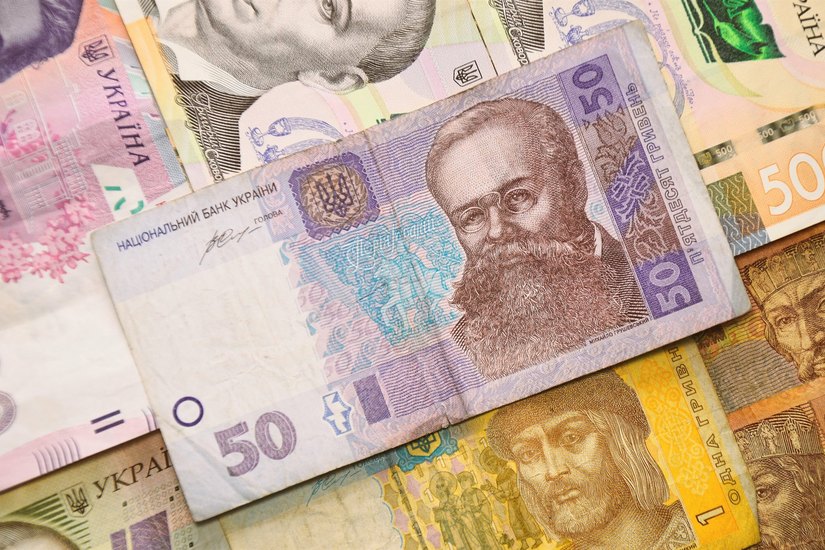 Die Ukrainische Währung Hrywnja.