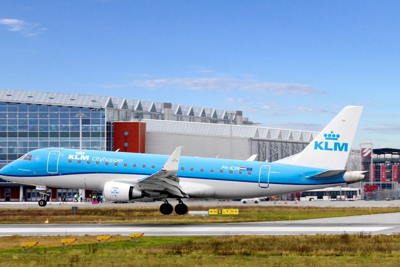 Eine KLM-Maschine am Dresdner Flughafen. Foto: Weimer