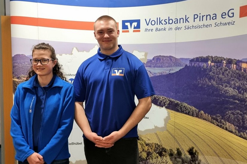 Die Sporttalente Paula Scheermesser und Lukas Schober können weiterhin auf die Unterstützung der Volksbank Pirna eG zählen.