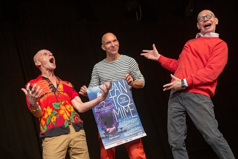 Anton Adasinskiy, Michael Meinel und Ralf Herzog (v.l.) freuen sich auf den Stadt des 36. Pantomimefestivals     Fly Ralf Menzel /  © Zerrlicht