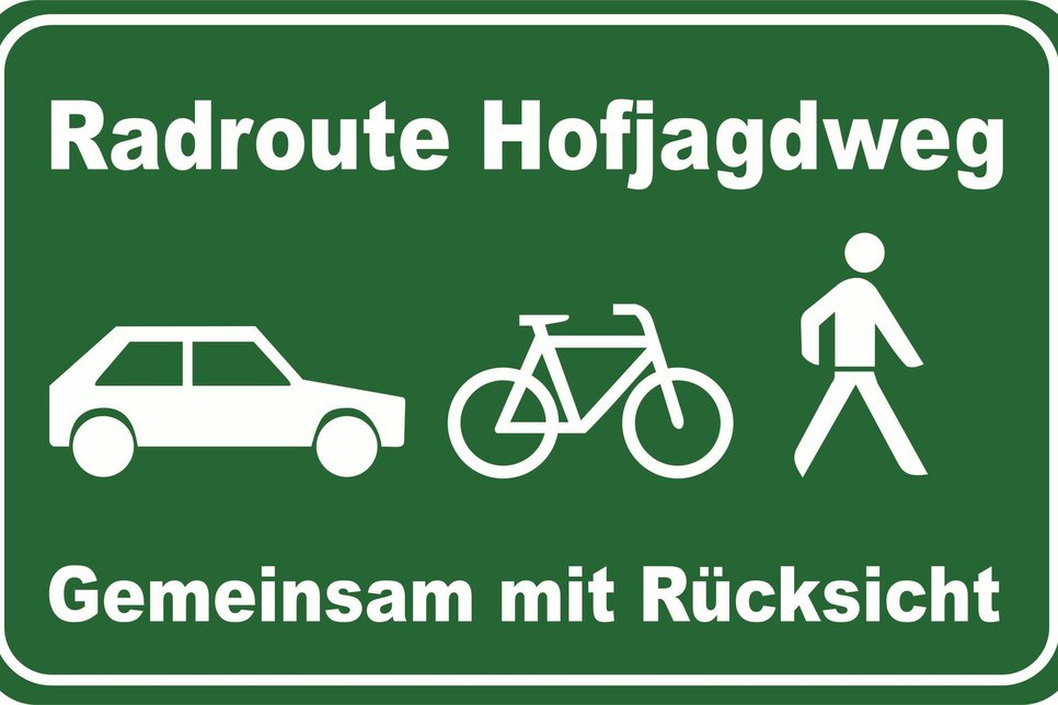 Nichtamtliche Schilder entlang der Straße sollen auf dem Hofjagdweg für mehr Verständnis und Rücksicht werben. Quelle: Landkreis Dahme-Spreewald