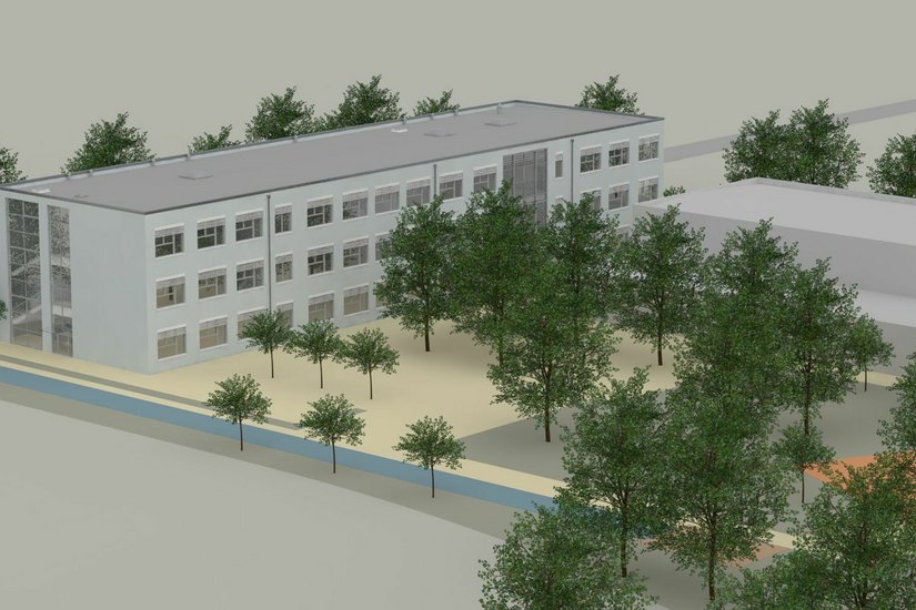 Der Plan für die neue Grundschule am Aritaring steht. Foto: Stadt