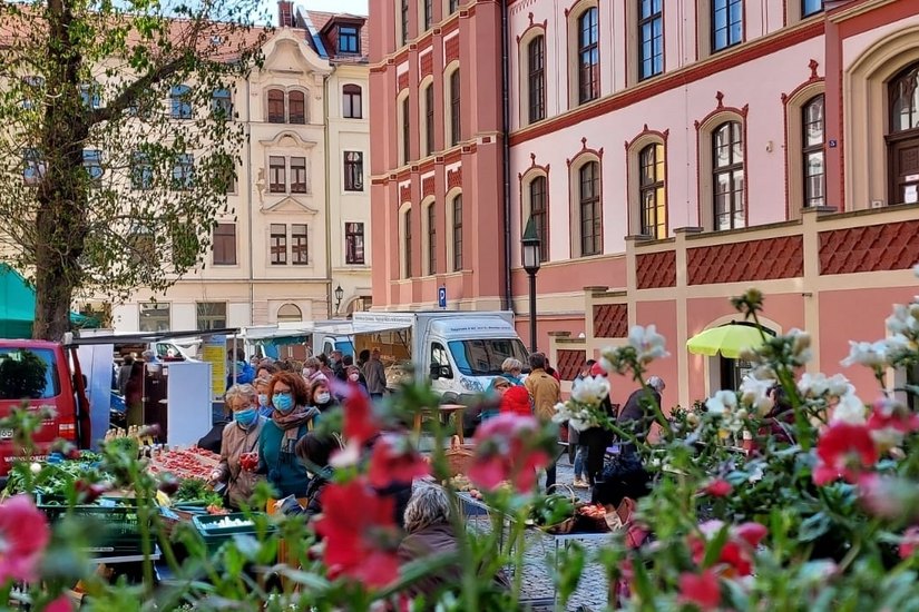 Auf dem Meißner Grünmarkt gibt es frische Erzeugnisse aus der Region. Foto: Stadt Meißen