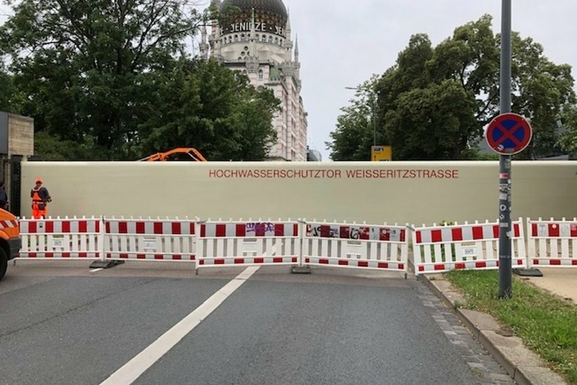 Die Hochwasserschutztore in Dresden werden am Sonntag getestet.