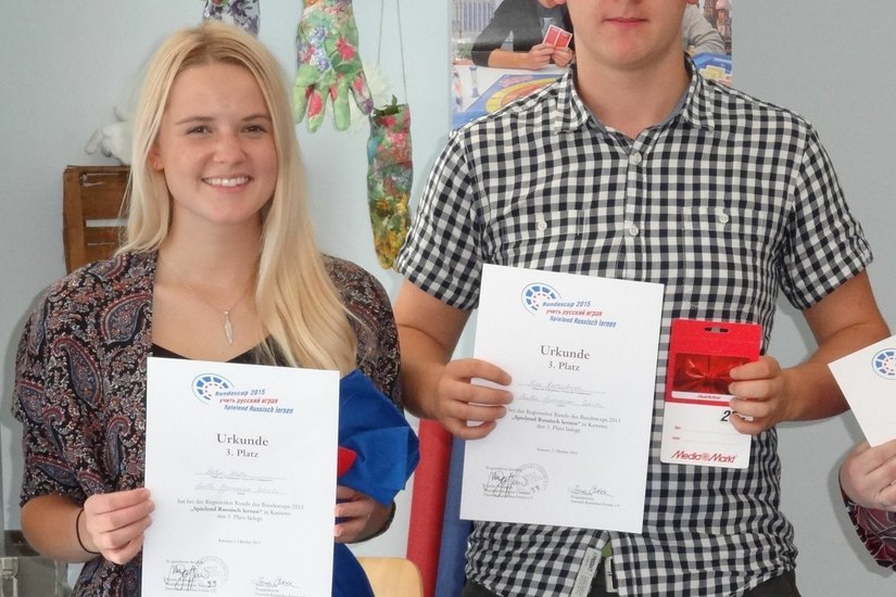 Katja und Rico aus Sebnitz sicherten sich den dritten Platz im Sprachwettbewerb.