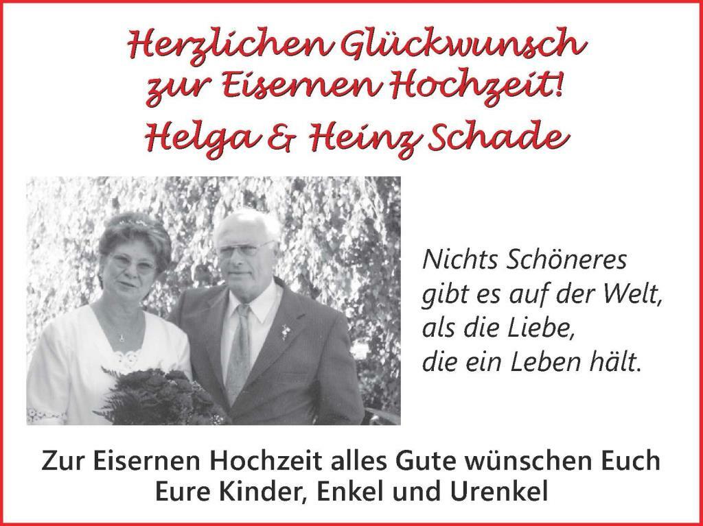 Eiserne Hochzeit Helga & Heinz Schade