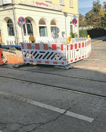 Sperrung der Feigestraße in Cottbus.    Foto: pm