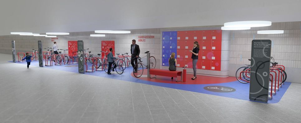 Die Fahrradstation soll ab dem Spätsommer nutzbar sein. Visualisierung:  STUDIO HARTENSTEINER GmbH, 2018