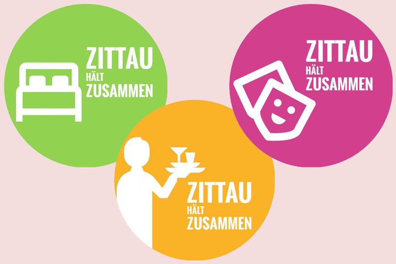 „Zittau hält zusammen“ lautet das Motto der jetzt gestarteten Aktion. Logos: Stadt Zittau