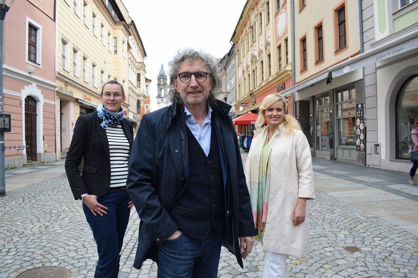 Das ist das neue Team beim Innenstadtmanagement: Mario Schubert vom Planungsbüro Schubert, Mitarbeiterin Daniela Retzmann (links) sowie Projektleiterin und selbstständige Unternehmerin Annett Scholz-Michalowski.