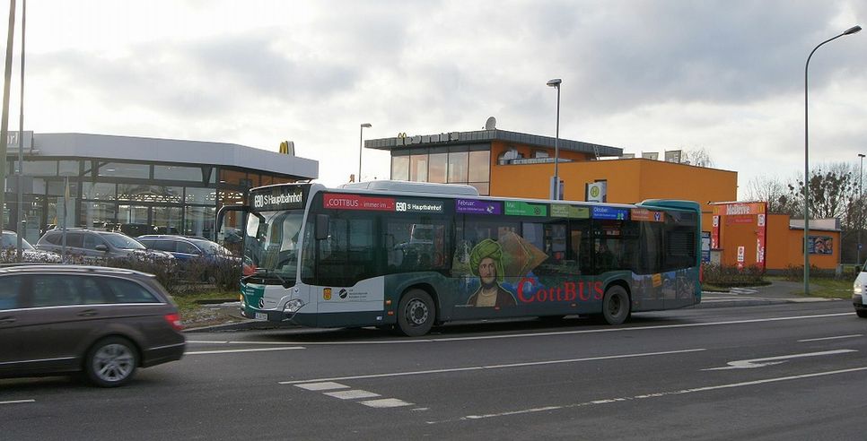 Dieser Bus wirbt für die Reize der Stadt Cottbus. Foto: PR