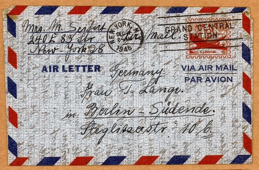 Mit der Luftbrücke beförderter Brief von New York nach West-Berlin. Motiv: Sammlung Udo Bauer