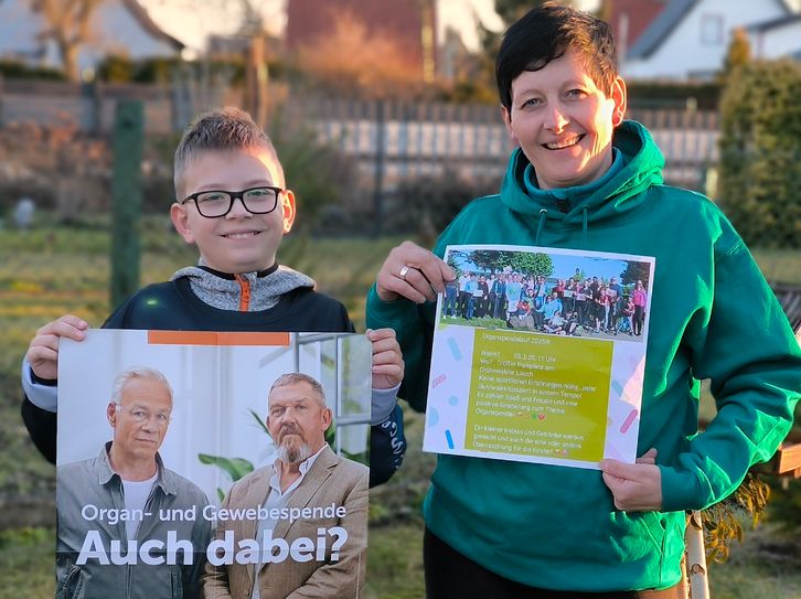 Sandra Beyer und ihr Sohn Söhnke blicken mit Vorfreude auf den Organspendelauf am 30. März um den Grünewalder Lauch. Söhnke hatte 2017 über eine Organspende neue Nieren erhalten.