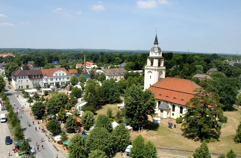 Das Zentrum der Gemeinde Altdöbern mit seiner Kirche.