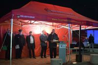 Zugführer Rene Hadlich erinnert an seiner Ansprache an den schärzesten Tag in der Geschcihte der Feuerwehr Lauchhammer-West.