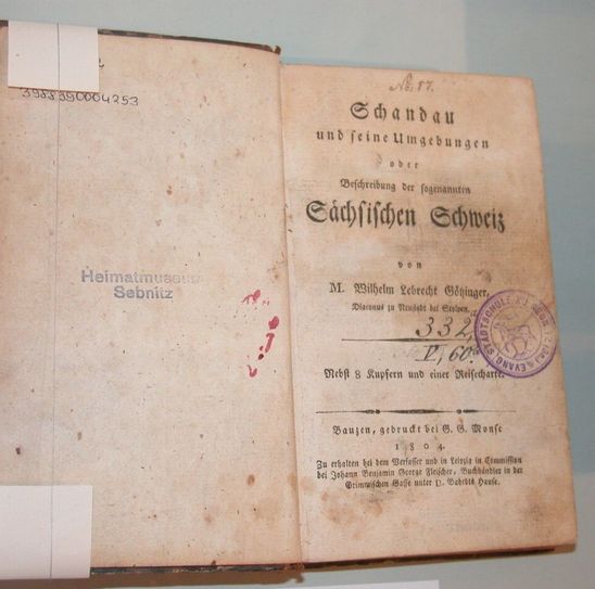 Die Erstausgabe  von Götzingers Hauptwerk im Heimatmuseum Sebnitz. Fotos: Wo