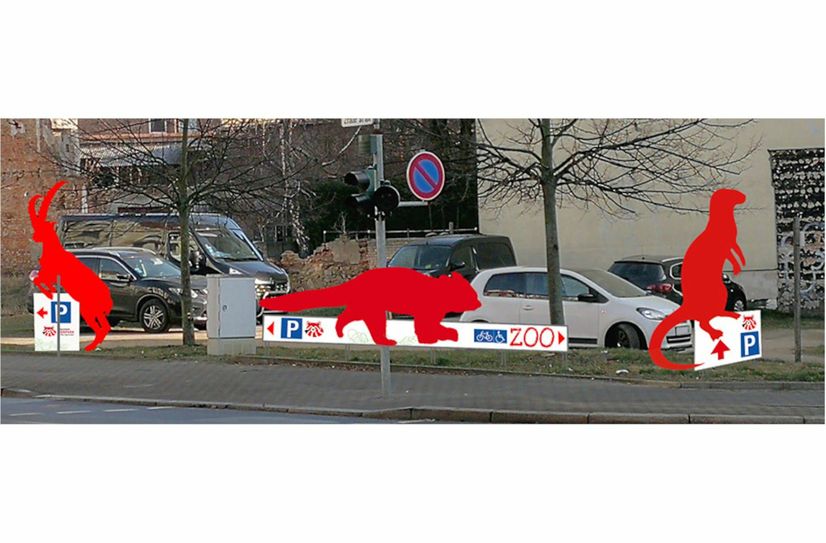 Visualisierung der zukünftigen Parkplatzbeschilderung.