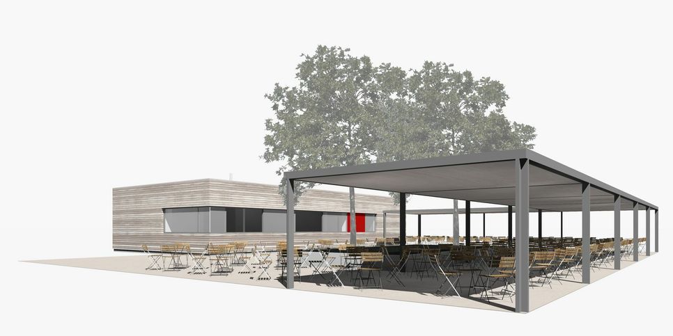 Skizze des neuen Imbises im Familienpark Großkoschen. Quelle: Zweckverband Lausitzer Seenland Brandenburg