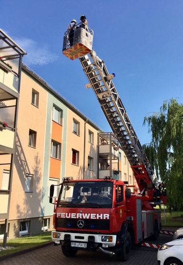 Großeinsatz der Feuerwehr für eine Miezekatze in Heidenau. Foto/FFW/Repro