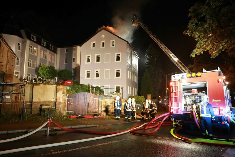 Großeinsatz der Feuerwehren in Sebnitz.