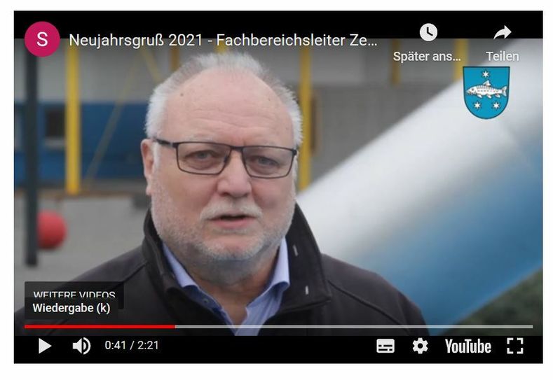 Der Fachbereichsleiter Zentrale Steuerung und stellvertretende Bürgermeister, Rainer Schamberg, blickt in der Videobotschaft auf das Jahr 2020 zurück. Quelle: Stadt Lübbenau/Spreewald