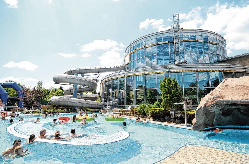 Außenberiech des Freizeitbad "Wellenspiel" in Meißen.